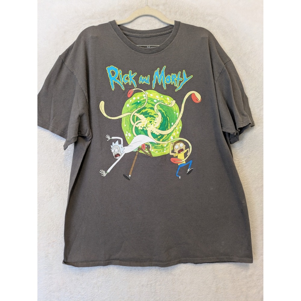 Ripple Junction T-Shirt Men's XL Charcoal Rick and Morty Portal Graphic Print‎